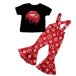 Little girls 3 piece set (dripping red)